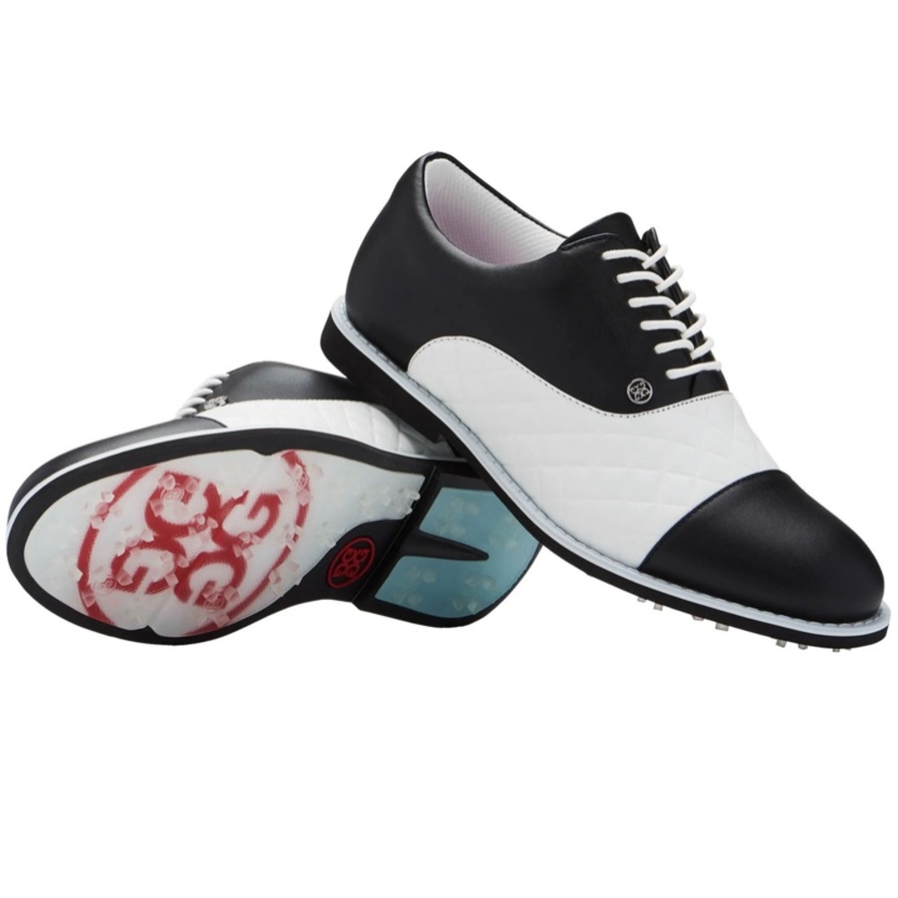 G/FORE Womens Quilted Cap Toe Gallivanter Golf Shoes - Onyx/Snow (black/white)